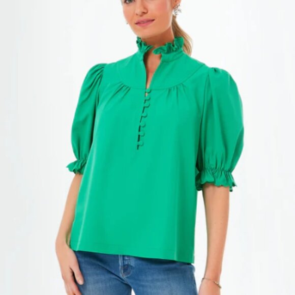 NEW Pomander Place Tuckernuck Emerald Green Selena Dunmore Green Blouse size S - Picture 1 of 8